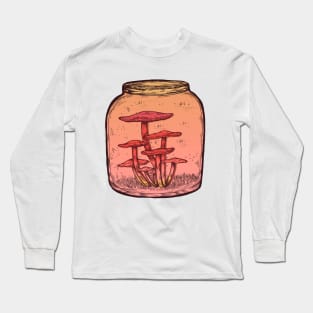 Mushroom Jar || Vintage Psychedelic Rainbow Illustration Long Sleeve T-Shirt